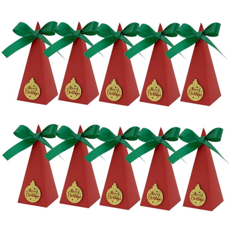 10pcs Christmas Candy Boxes Triangle New Year Party Xmas Gift Paper Packaging Box, Style: Colorful Ball