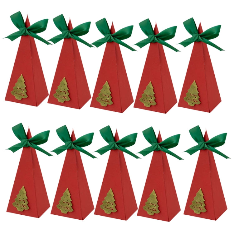10pcs Christmas Candy Boxes Triangle New Year Party Xmas Gift Paper Packaging Box, Style: Xmas Tree