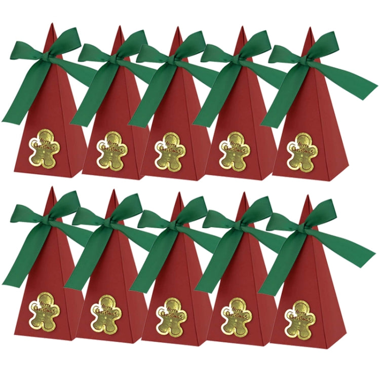 10pcs Christmas Candy Boxes Triangle New Year Party Xmas Gift Paper Packaging Box, Style: Gingerbread Man