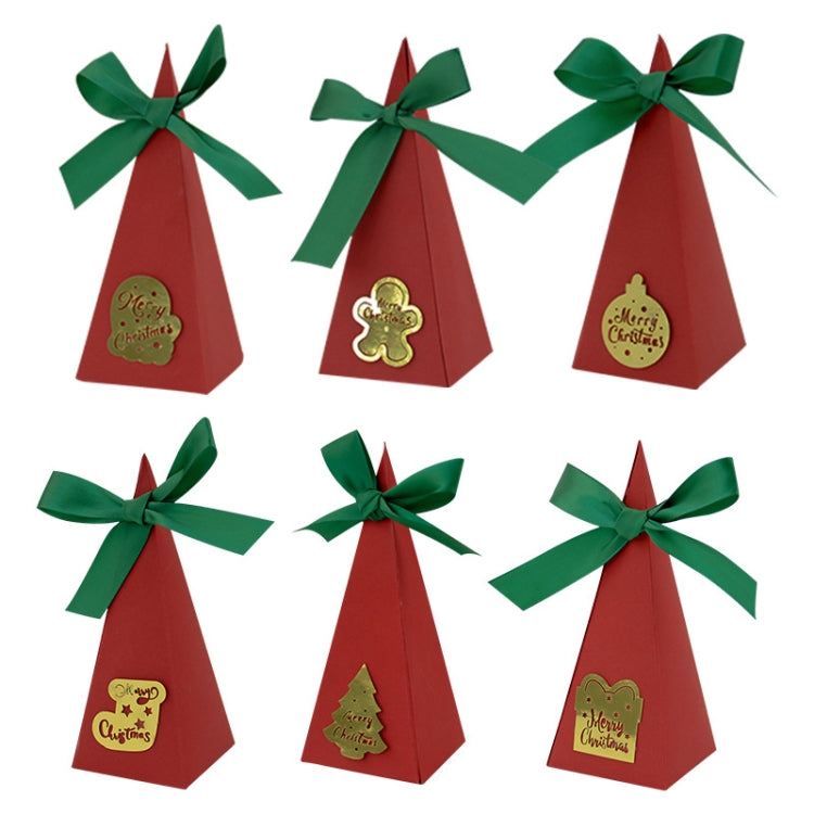 10pcs Christmas Candy Boxes Triangle New Year Party Xmas Gift Paper Packaging Box, Style: Gift Box