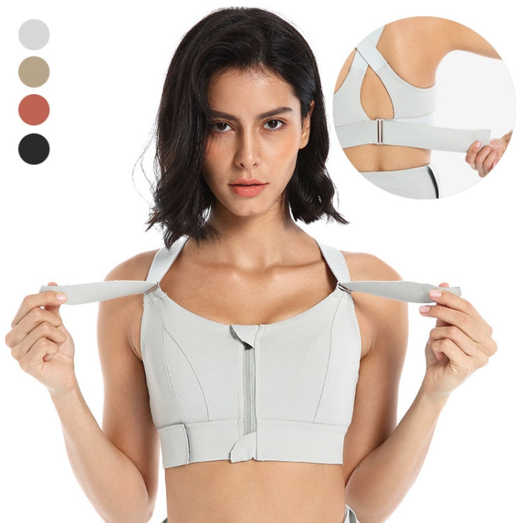 Super Supportive Sport Bra Front Zipper Tights Crop Top Yoga Vest, Size: XXL