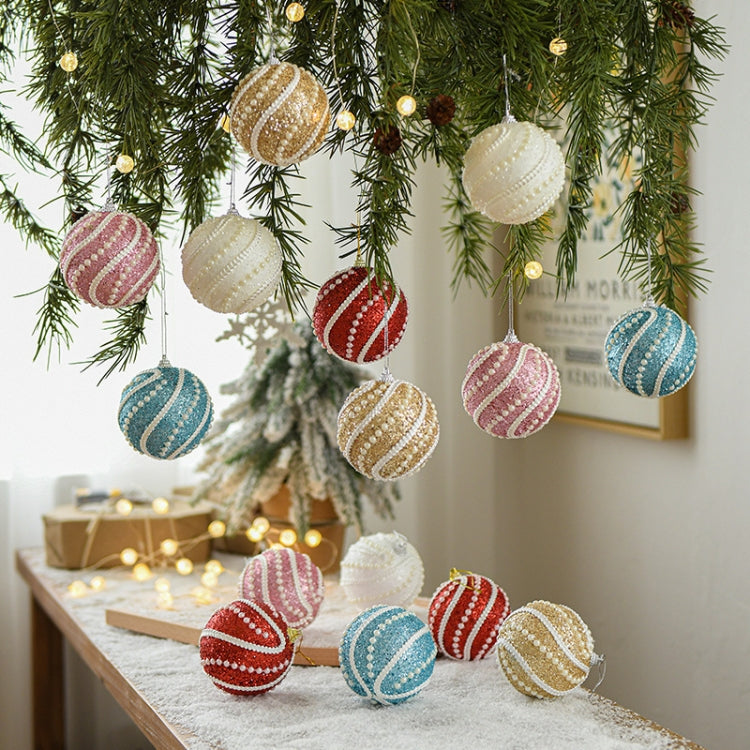 8cm Christmas Ball Christmas Tree Decoration Sequin Pearl Ball Hanging Ornament