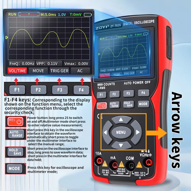 ZOYI Color Screen Multifunctional Handheld Digital Oscilloscope Multimeter - English