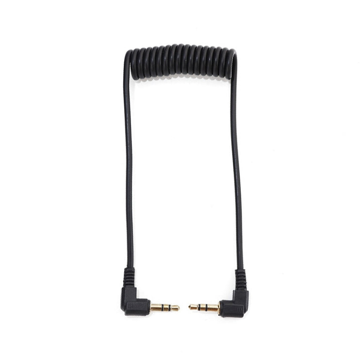 3.5mm Stereo Car Audio Cable PU Gold-plated Elbow Spring Cable - Male To Male