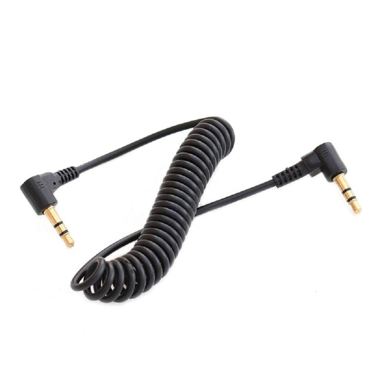 3.5mm Stereo Car Audio Cable PU Gold-plated Elbow Spring Cable - Male To Male
