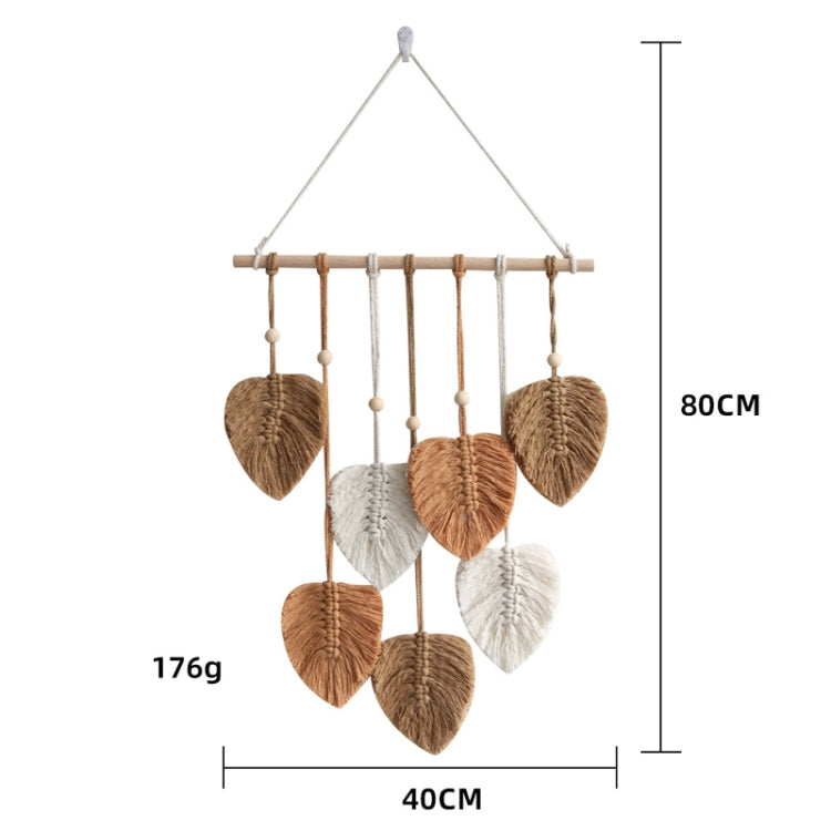 Hand Woven Leaf Macrame Wall Hanging Cotton Rope Leaf Tapestry Boho Room Home Decor, Color: Khaki