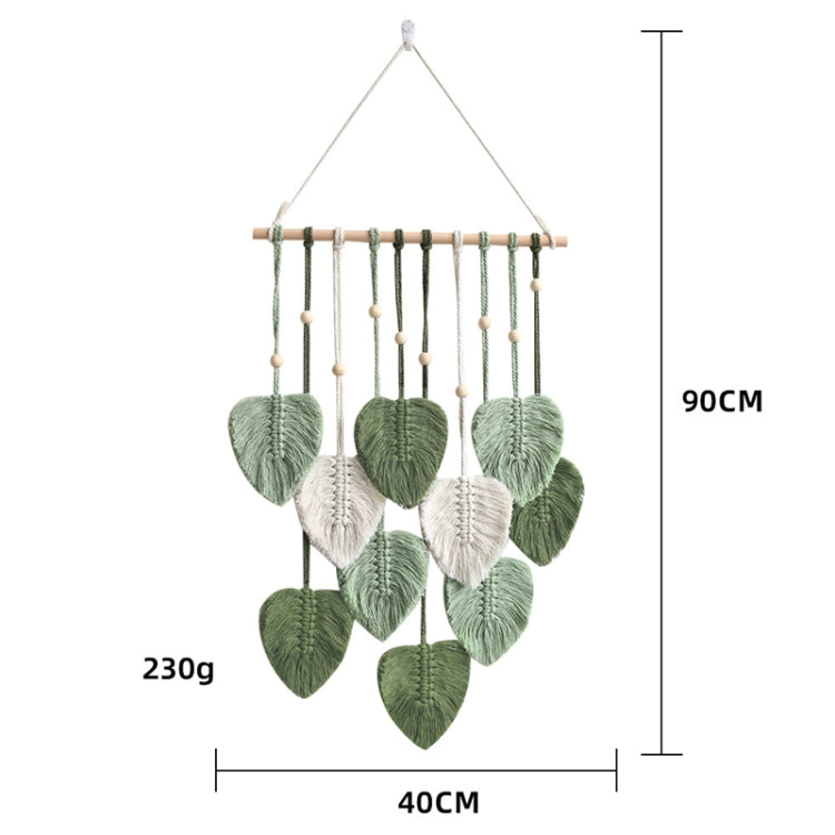 Hand Woven Leaf Macrame Wall Hanging Cotton Rope Leaf Tapestry Boho Room Home Decor, Color: Green