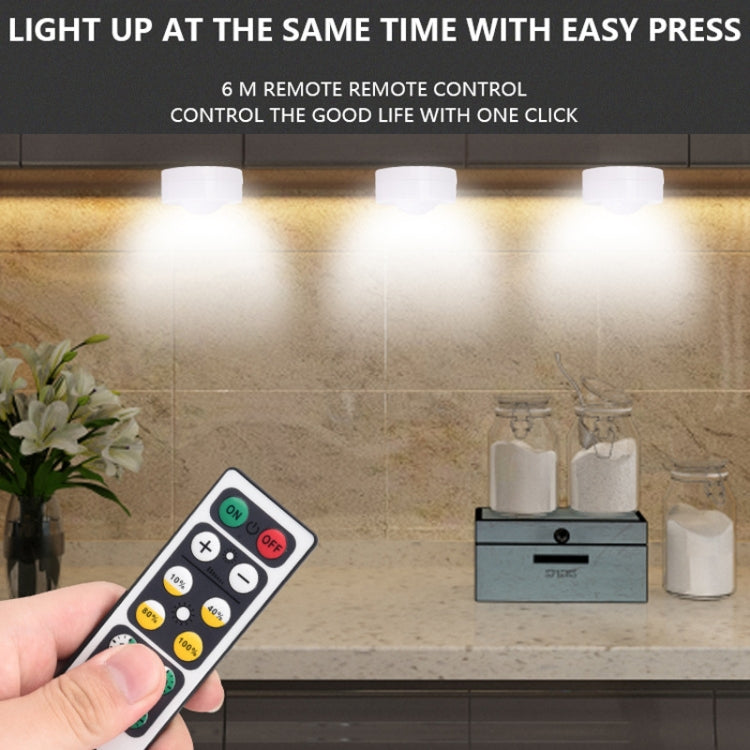 Remote Control Induction Night Light Bedroom Wardrobe LED Push-Button Light - 2 Remote Controls + 3 White + 3 Warm