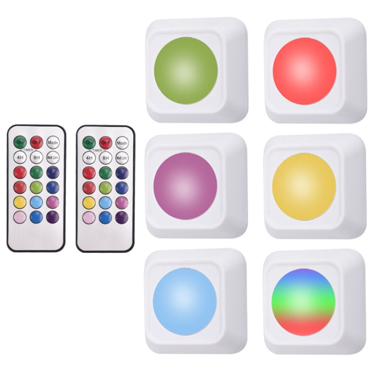 Remote Control Night Light LED Bedside Cabinet RGB Colorful Pat Light - 2 Remote Controls + 6 Lights