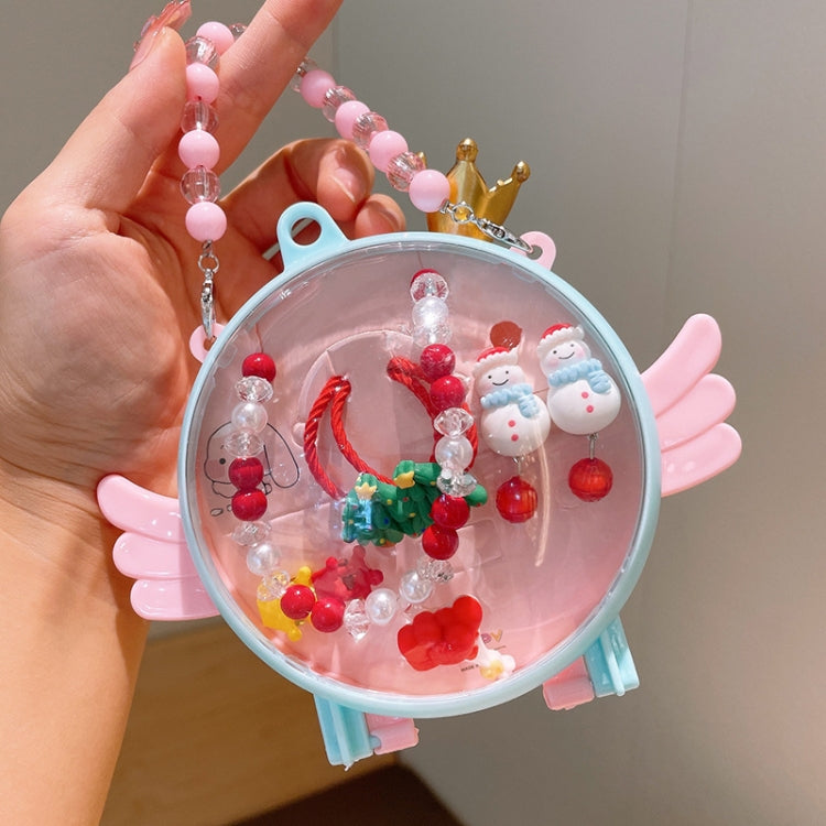 Kids Cute Cartoon Pendant Necklace Hair Accessories Gift Set, Style: Wing Box Snowman