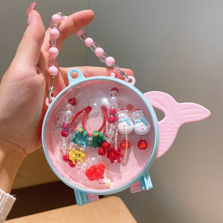 Kids Cute Cartoon Pendant Necklace Hair Accessories Gift Set, Style: Fish Tail Box Snowman