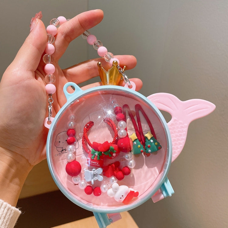 Kids Cute Cartoon Pendant Necklace Hair Accessories Gift Set, Style: Fish Tail Box Christmas Tree