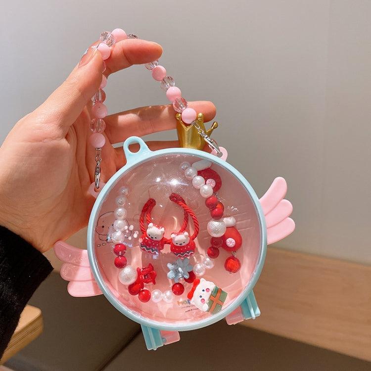 Kids Cute Cartoon Pendant Necklace Hair Accessories Gift Set, Style: Angel Box Glooves