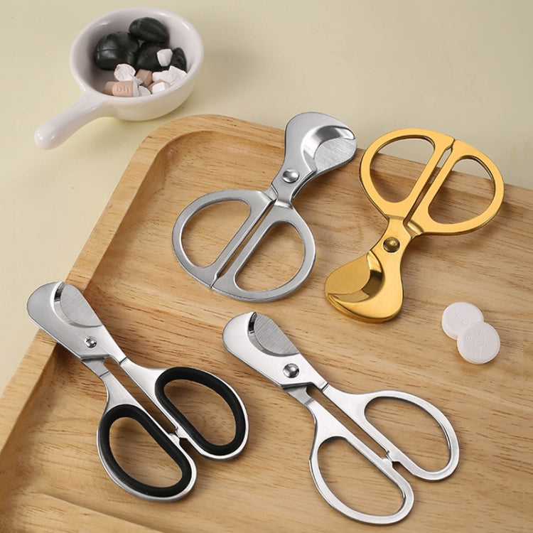 Portable Pill Cutter Stainless Steel Cigar Dispensing Scissors, Style: Oval Handle+Silicone Case