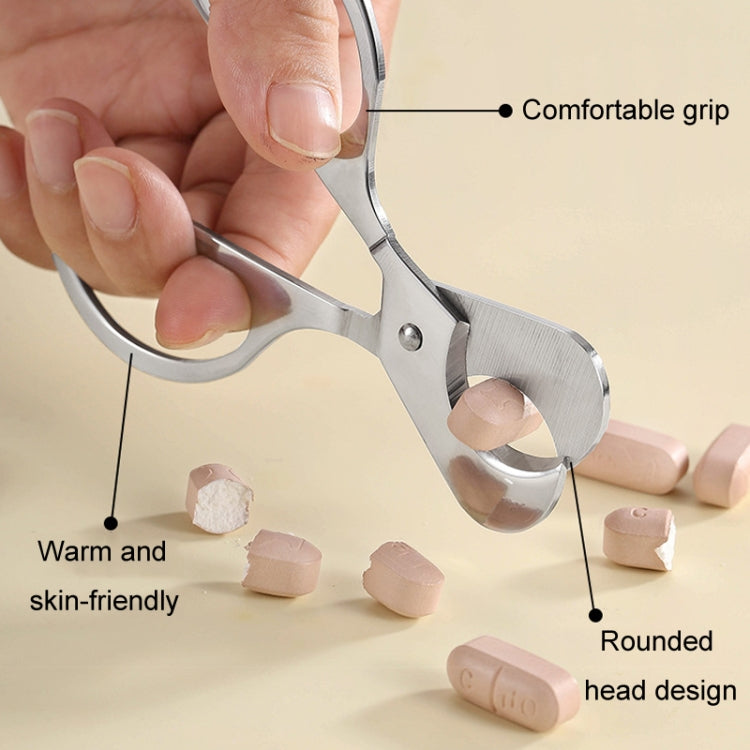 Portable Pill Cutter Stainless Steel Cigar Dispensing Scissors, Style: Oval Handle+Silicone Case