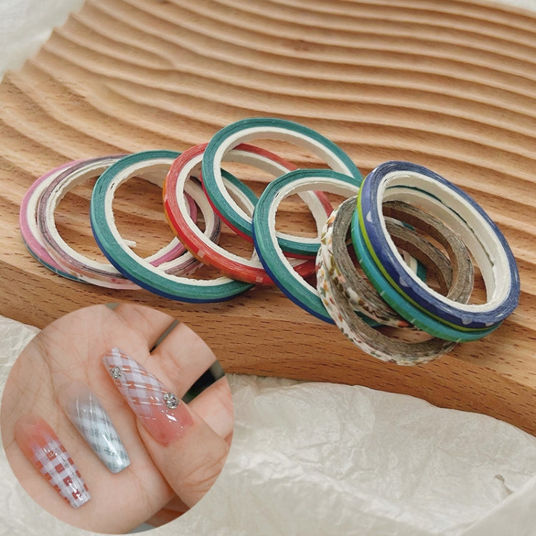 10 Rolls Nail Art Grid Line Paper Tape Stickers 2mm Fine Tape Grid DIY Manicure Pattern Tool - Random Delivery