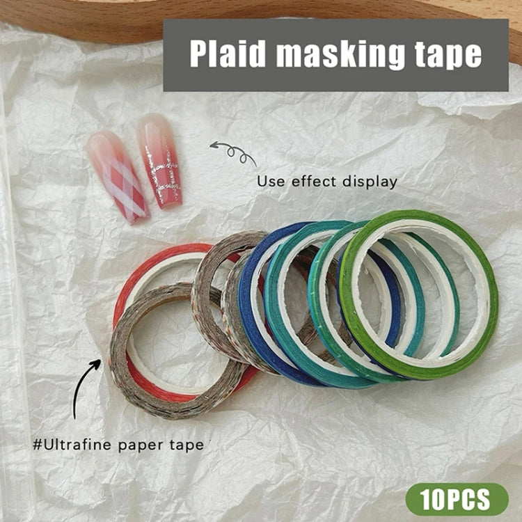 10 Rolls Nail Art Grid Line Paper Tape Stickers 2mm Fine Tape Grid DIY Manicure Pattern Tool - Random Delivery