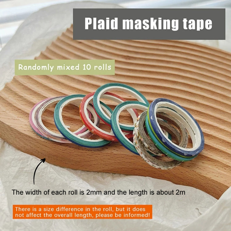 10 Rolls Nail Art Grid Line Paper Tape Stickers 2mm Fine Tape Grid DIY Manicure Pattern Tool - Random Delivery