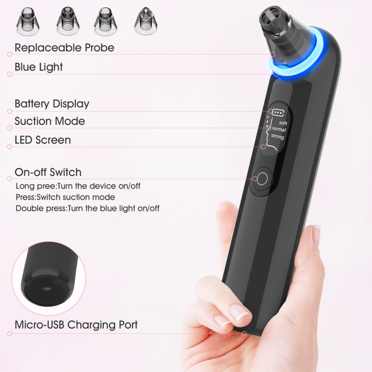 Electric Beauty Instrument Face Pore Remover Blackhead Acne Cleaner - Black
