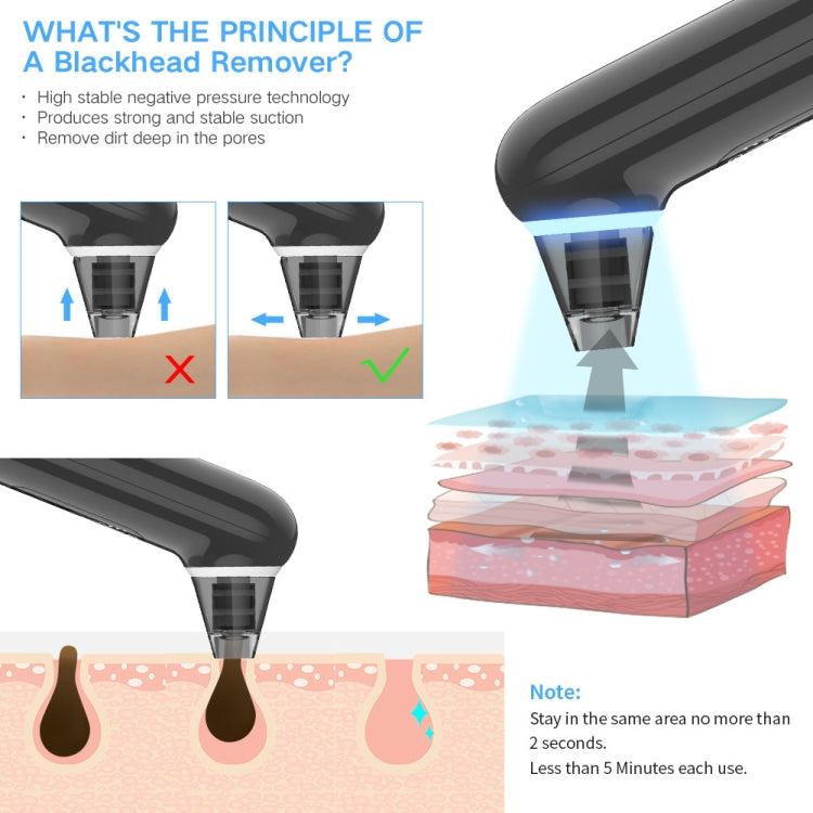 Electric Beauty Instrument Face Pore Remover Blackhead Acne Cleaner - Black
