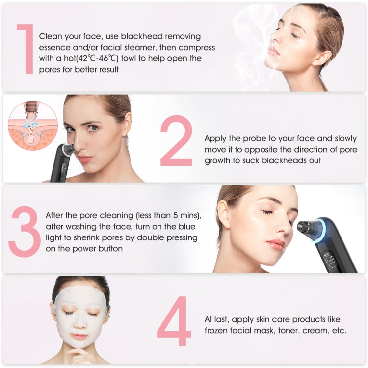 Electric Beauty Instrument Face Pore Remover Blackhead Acne Cleaner - Black