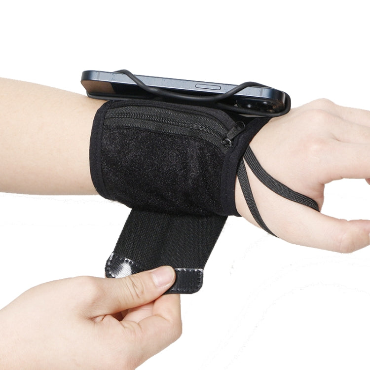 Rotating Wrist Phone Strap Coin Purse Touchable Phone Wristband Can Hold Cards, Change and Keys - Black