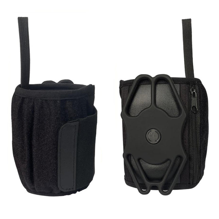 Rotating Wrist Phone Strap Coin Purse Touchable Phone Wristband Can Hold Cards, Change and Keys - Black