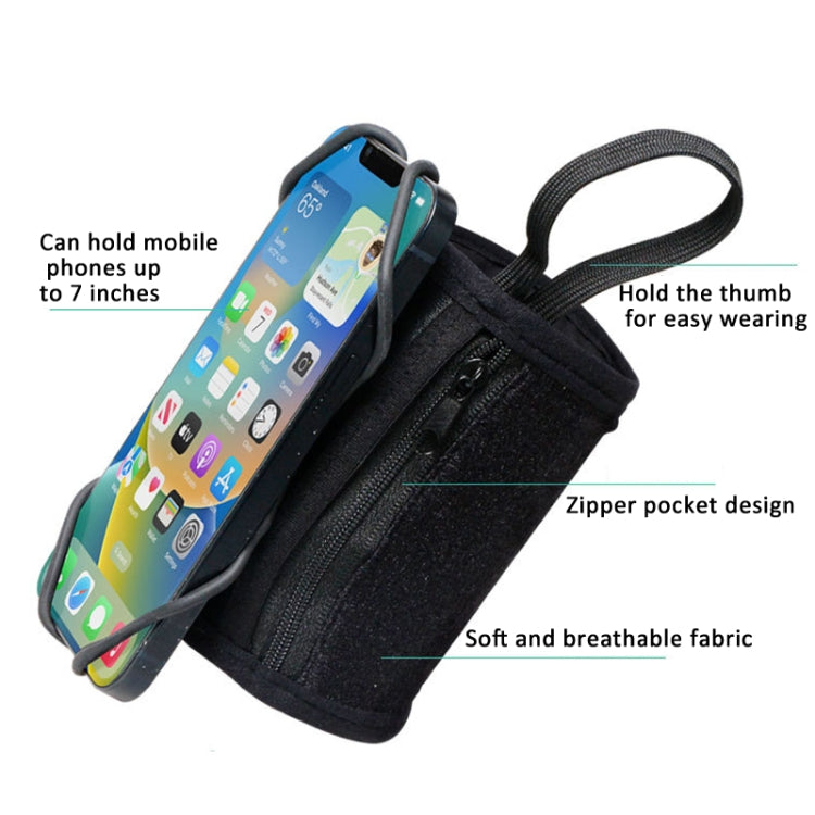 Rotating Wrist Phone Strap Coin Purse Touchable Phone Wristband Can Hold Cards, Change and Keys - Black