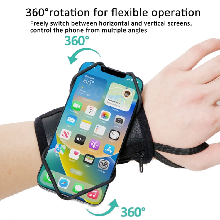 Rotating Wrist Phone Strap Coin Purse Touchable Phone Wristband Can Hold Cards, Change and Keys - Black