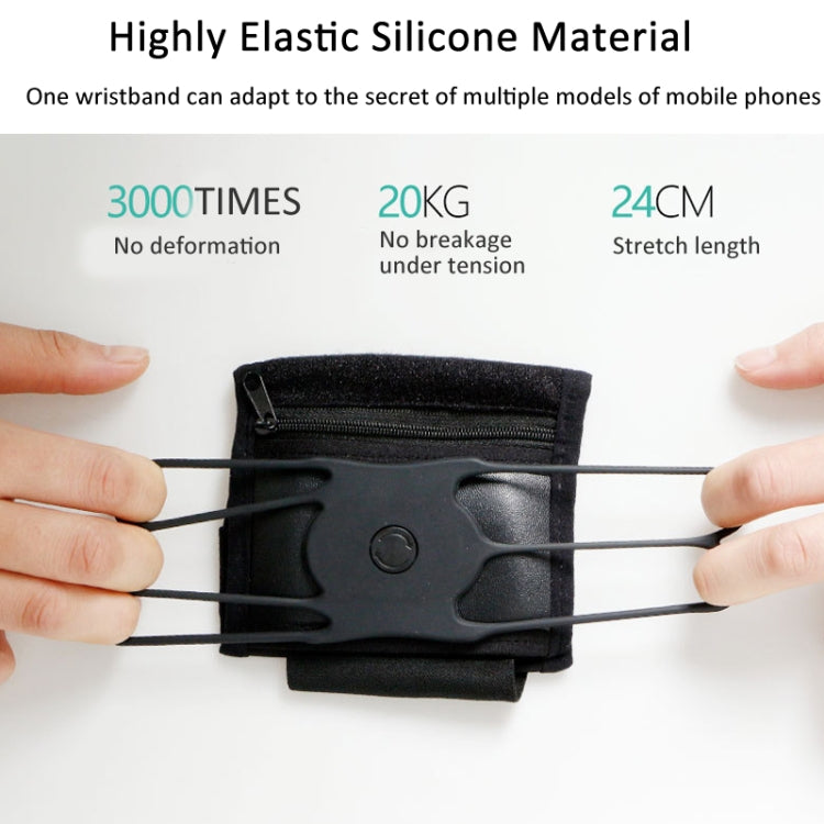 Rotating Wrist Phone Strap Coin Purse Touchable Phone Wristband Can Hold Cards, Change and Keys - Black