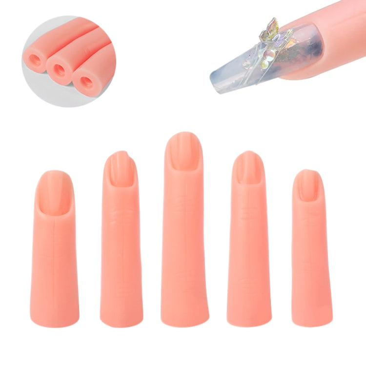 5pcs /Set Nail Art Silicone Fake Fingers Insertable Nail Piece Practice Finger Molds, Style: Without Magnet