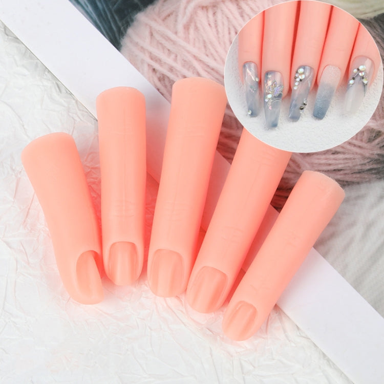5pcs /Set Nail Art Silicone Fake Fingers Insertable Nail Piece Practice Finger Molds, Style: Without Magnet