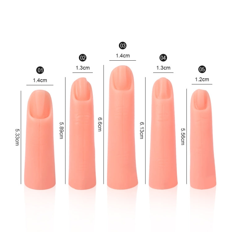 5pcs /Set Nail Art Silicone Fake Fingers Insertable Nail Piece Practice Finger Molds, Style: Without Magnet