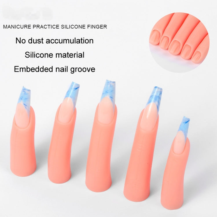 5pcs /Set Nail Art Silicone Fake Fingers Insertable Nail Piece Practice Finger Molds, Style: Without Magnet