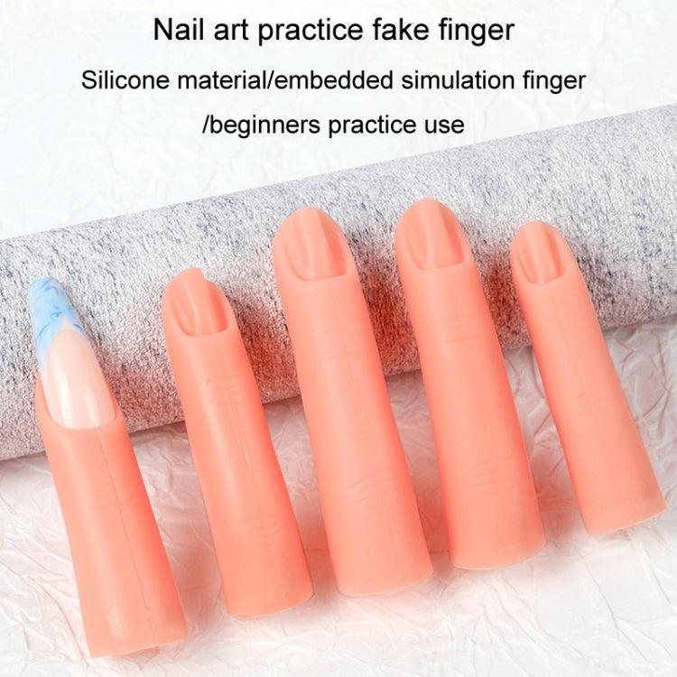 5pcs /Set Nail Art Silicone Fake Fingers Insertable Nail Piece Practice Finger Molds, Style: Without Magnet