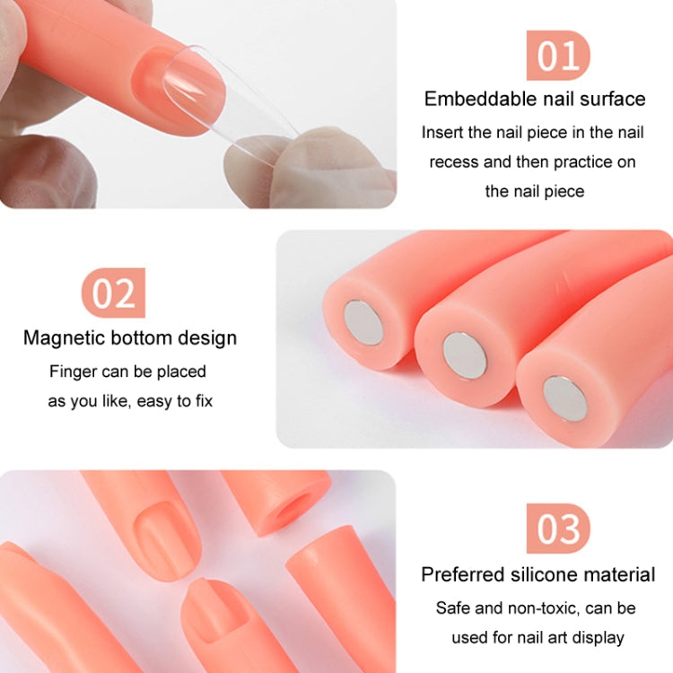 5pcs /Set Nail Art Silicone Fake Fingers Insertable Nail Piece Practice Finger Molds, Style: Without Magnet