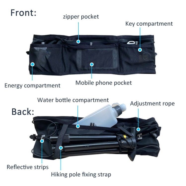 Running Sports Waist Bag Ultra-thin Breathable Belt With Trekking Pole Fixing Strap, Size: L/XL/XXL