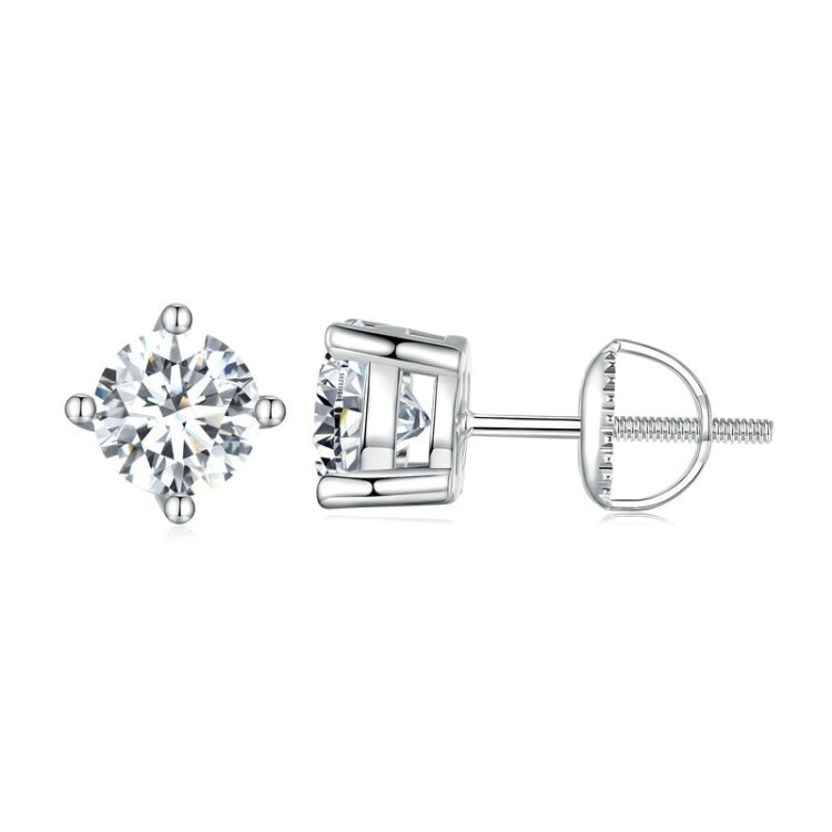 MSE003 S925 Sterling Silver Platinum-plated Four-claw Earrings, Size: S