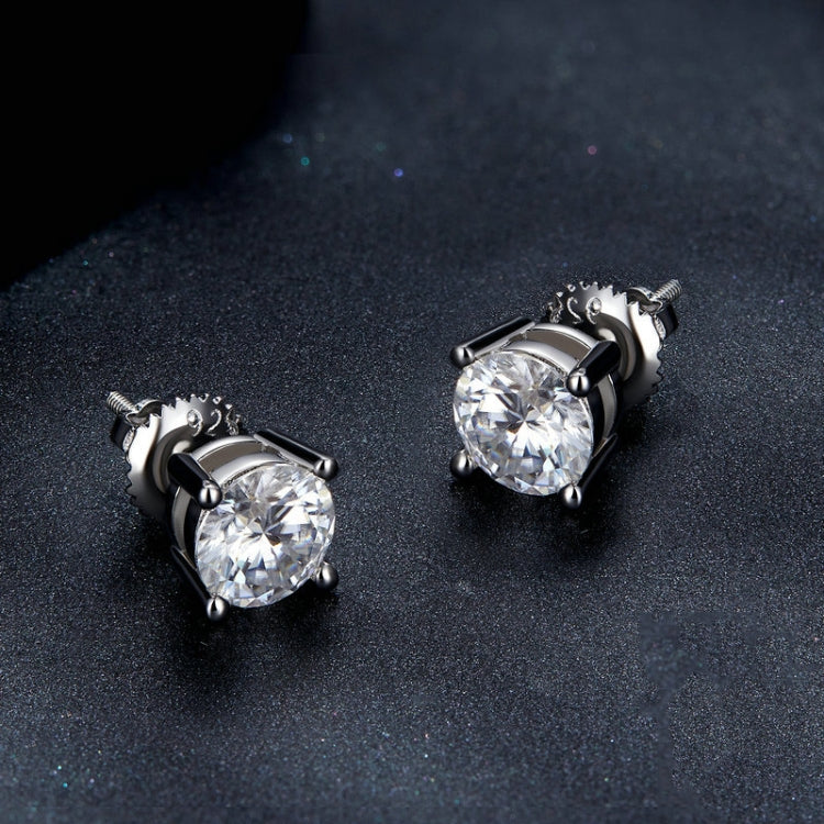 MSE003 S925 Sterling Silver Platinum-plated Four-claw Earrings, Size: S