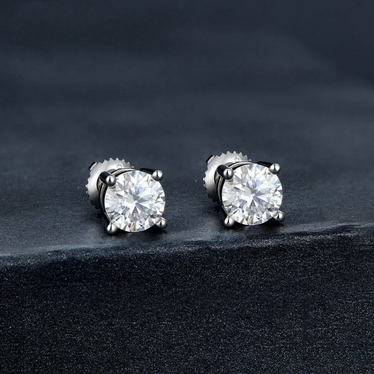 MSE003 S925 Sterling Silver Platinum-plated Four-claw Earrings, Size: S