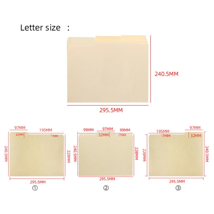 100sheets /Box Letter Size File Folder 1/3-Cut Tab Manila Folders - Beige