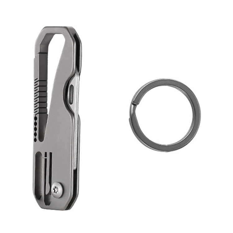 Multifunctional Titanium Keychain Outdoor Portable Defense Mini Folding Knife, Style: With 1 Titanium Ring