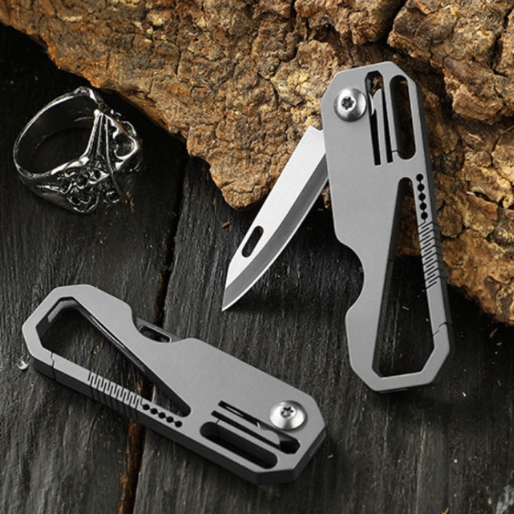 Multifunctional Titanium Keychain Outdoor Portable Defense Mini Folding Knife, Style: With 1 Titanium Ring