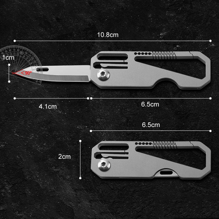 Multifunctional Titanium Keychain Outdoor Portable Defense Mini Folding Knife, Style: With 1 Titanium Ring