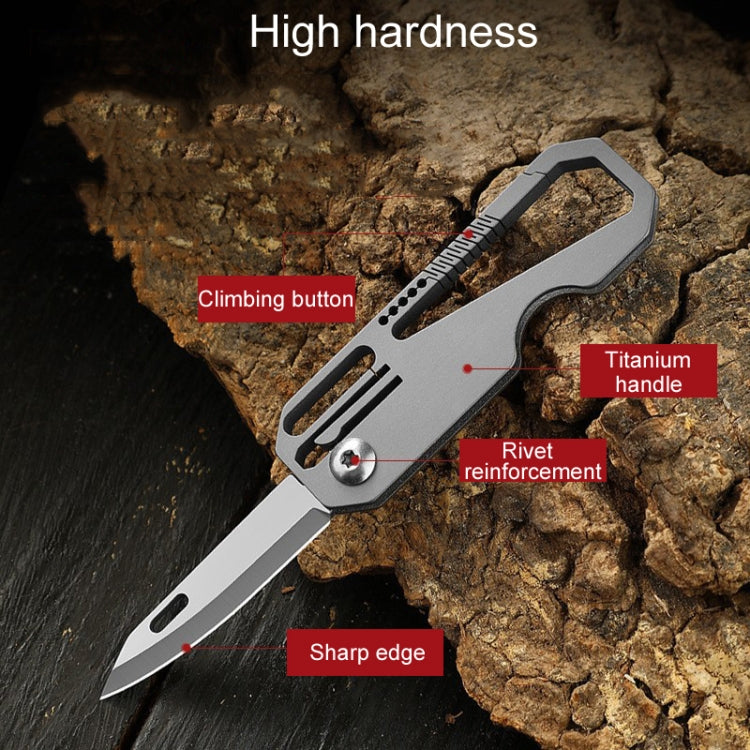 Multifunctional Titanium Keychain Outdoor Portable Defense Mini Folding Knife, Style: With Steel Ring