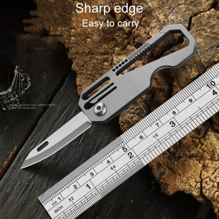 Multifunctional Titanium Keychain Outdoor Portable Defense Mini Folding Knife, Style: With Steel Ring