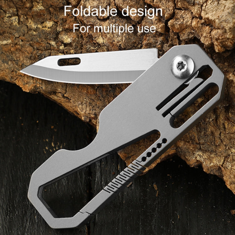 Multifunctional Titanium Keychain Outdoor Portable Defense Mini Folding Knife, Style: With Steel Ring