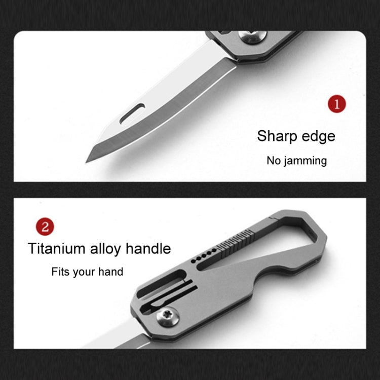 Multifunctional Titanium Keychain Outdoor Portable Defense Mini Folding Knife, Style: With Steel Ring