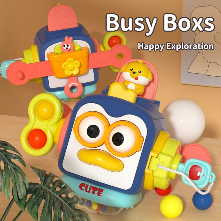 Infant Busy Ball Baby Hand Grip Ball Puzzle Sensory Hexahedron Toys - Penguin