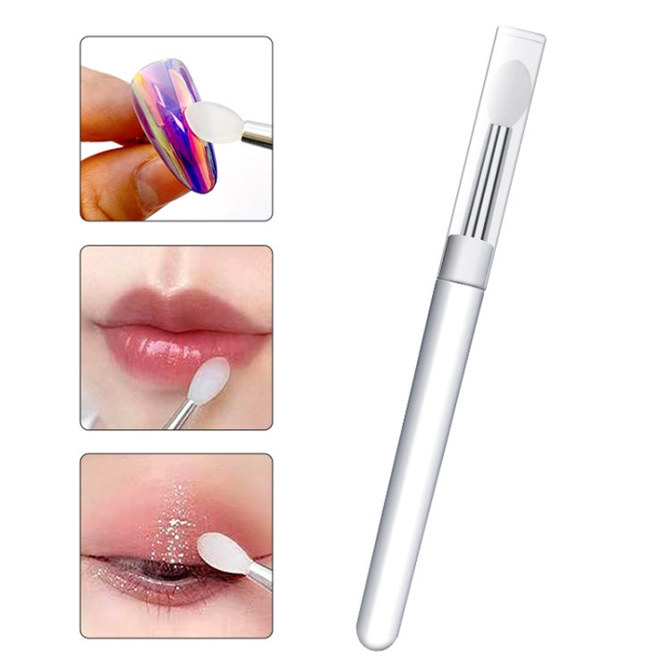 2pcs Nail Art Silicone Applicator Sticks Multi-Purpose Dabbing Powder Glitter Eyeshadow Brush Applying Manicure Tool
